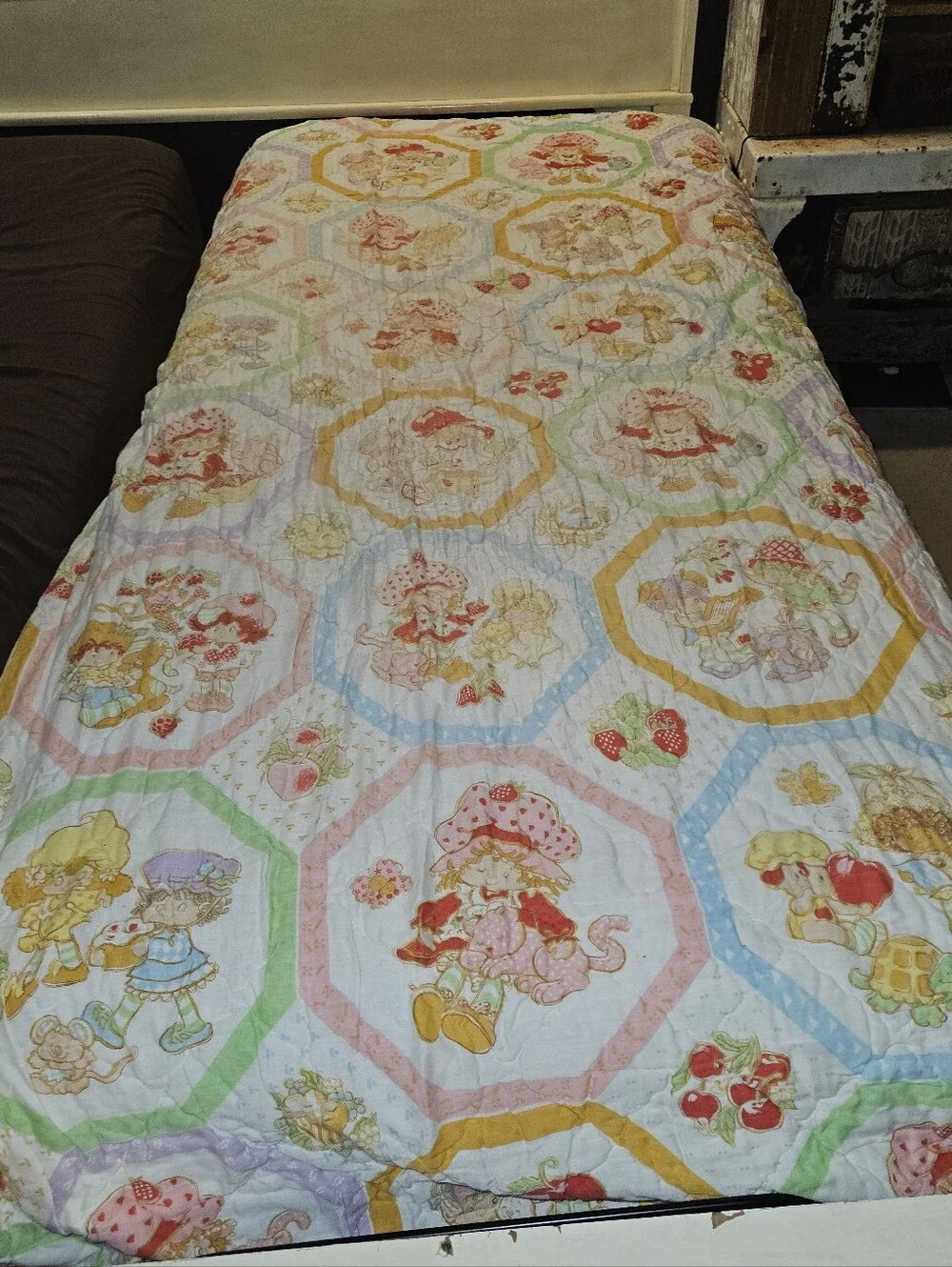 Vintage 1980s Sears Strawberry Shortcake Quilted Bedspread